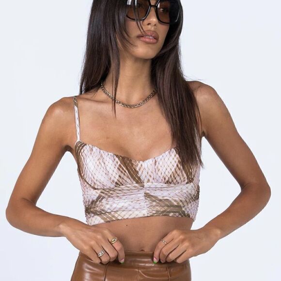 Princess Polly Coraline Top Brown - Picture 1 of 8